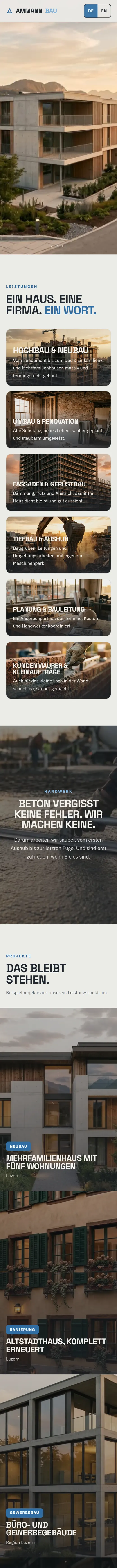 Mobile Ansicht des Entwurfs für Ammann AG, Bauunternehmen in Luzern